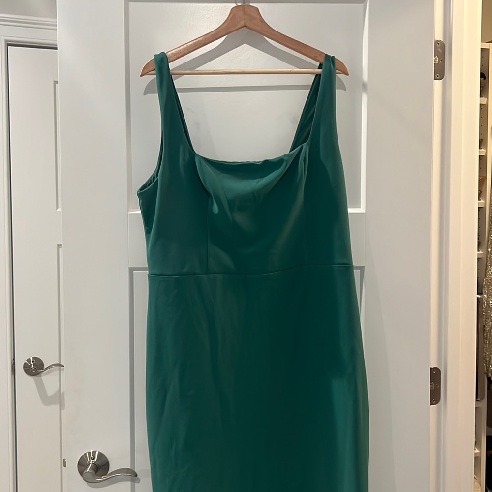 Abercrombie square neck column midi in green XXL petite